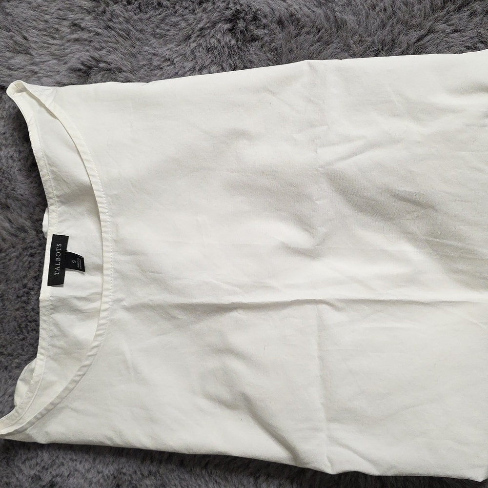 Talbots pullover white tie Fun sleeve blouse Cotton Size S
